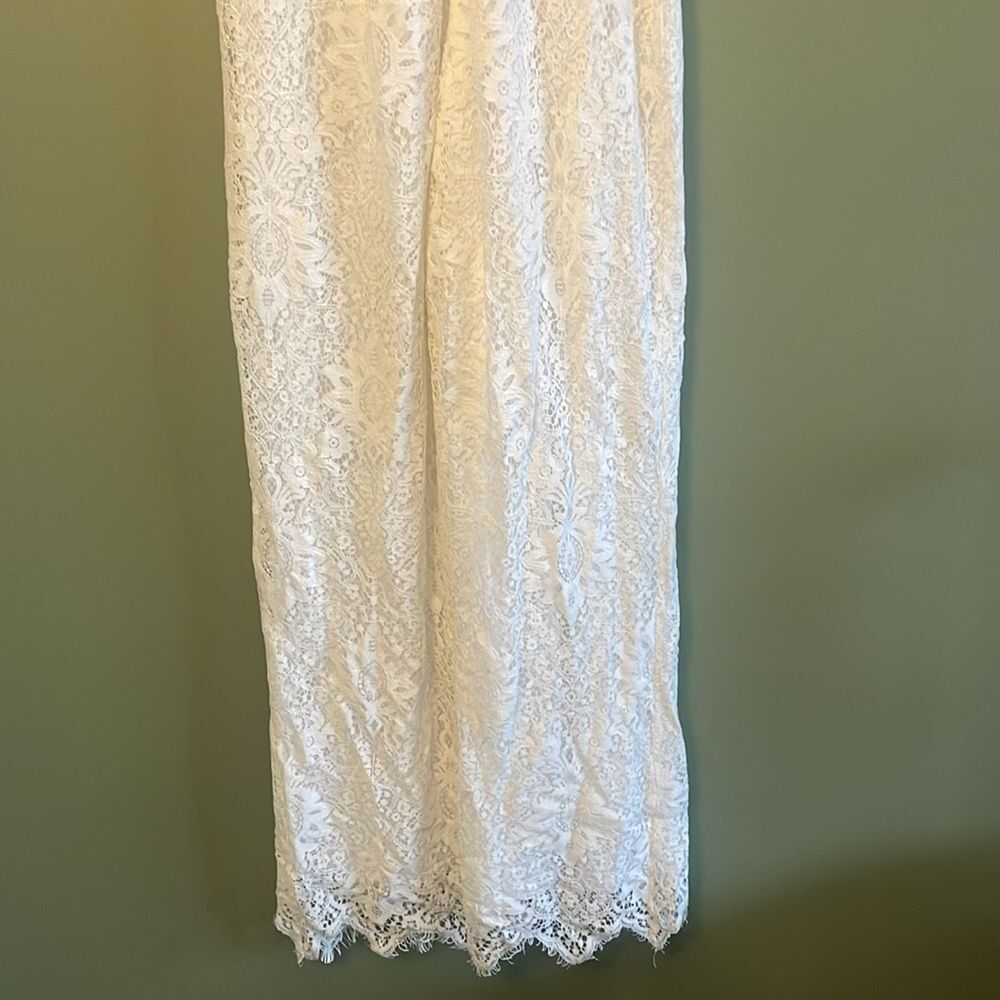 Lulus White Lace Short Sleeve Jumpsuit Bridal Wedding Rehearsal Sz S - Picture 9 of 11